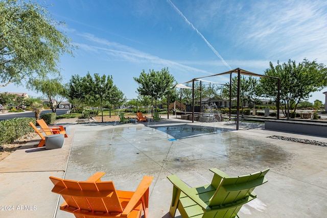 view of pool featuring a patio