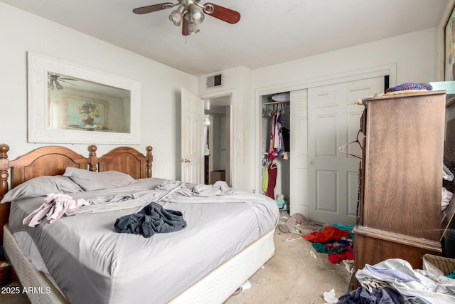 2944 W Northern Ave, Phoenix, AZ 85051 - bedroom with a closet, ceiling fan, and concrete flooring