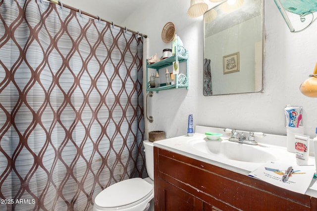 2944 W Northern Ave, Phoenix, AZ 85051 - bathroom with vanity, toilet, and curtained shower