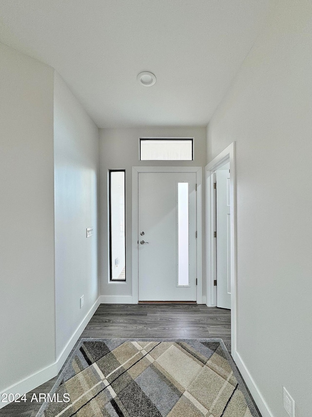 foyer with dark hardwood / wood-style flooring