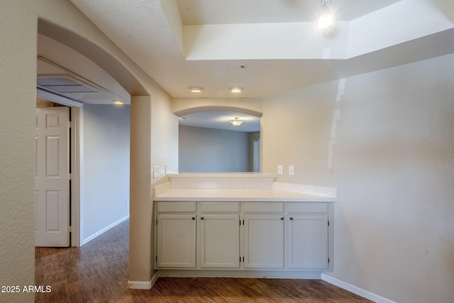 bathroom with wood-type flooring and vanity