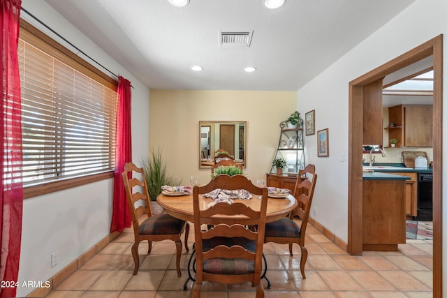 view of tiled dining room