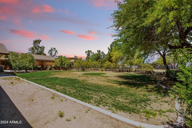 view of yard at dusk