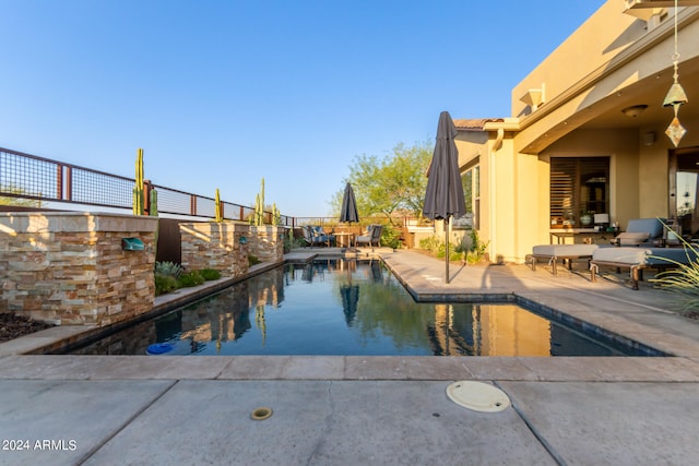 view of swimming pool with a patio area