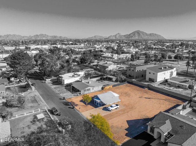 bird's eye view with a mountain view