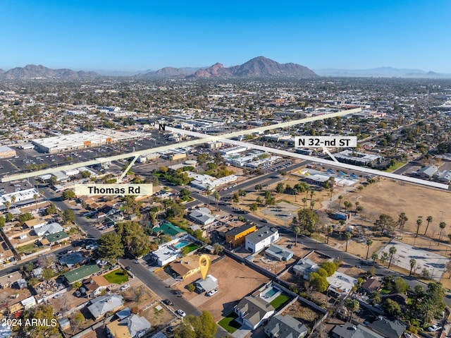 drone / aerial view with a mountain view