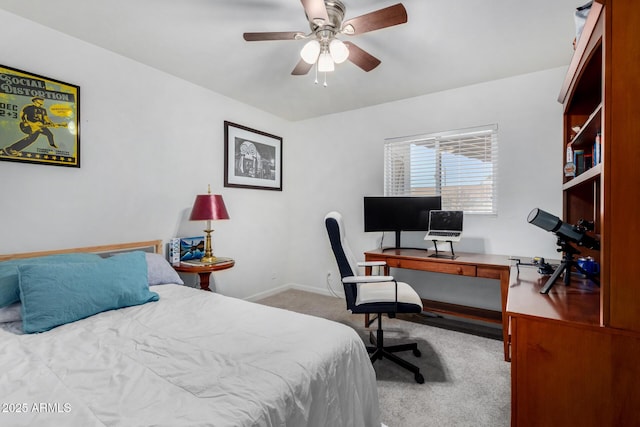 bedroom with light colored carpet