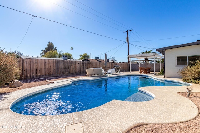 view of pool featuring a pergola and a patio area