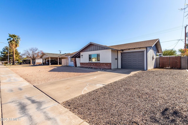 single story home featuring a garage