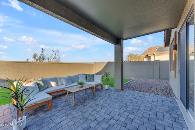 view of patio featuring an outdoor living space