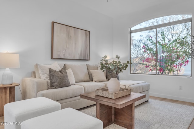 living room featuring light hardwood / wood-style flooring