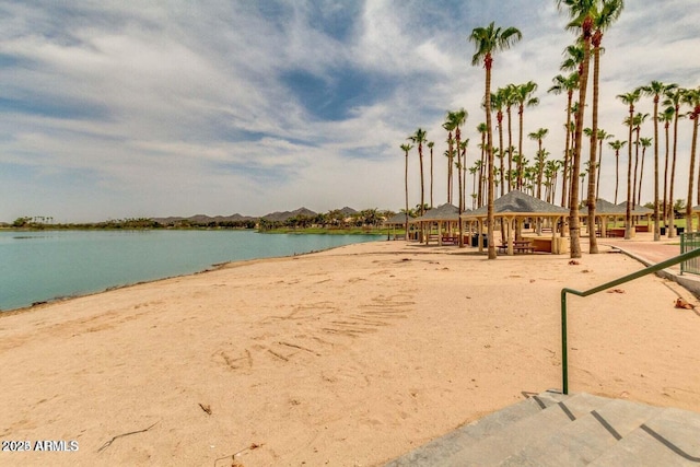 property view of water featuring a gazebo