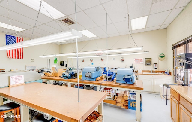 office space featuring a drop ceiling