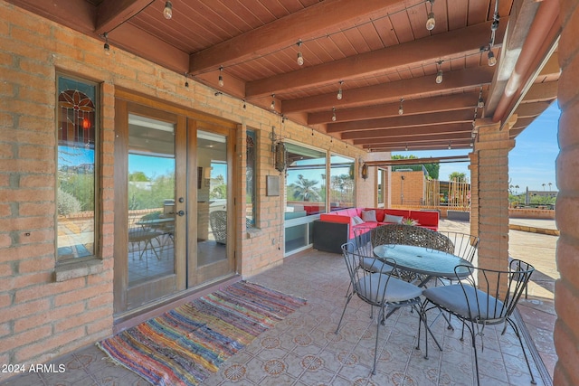 view of patio / terrace featuring french doors and an outdoor hangout area