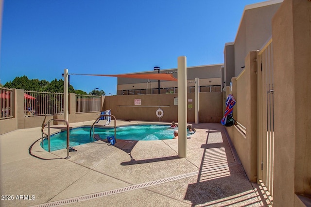 view of swimming pool with a patio