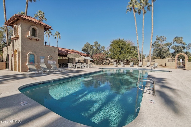 view of pool featuring a patio area