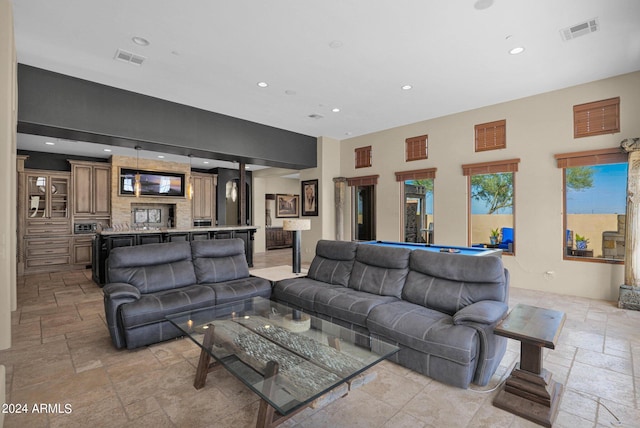 living room with billiards