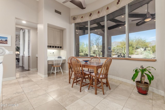 3205 S Ponderosa Dr, Gold Canyon, AZ 85118 - dining area with ceiling fan, baseboards, and visible vents