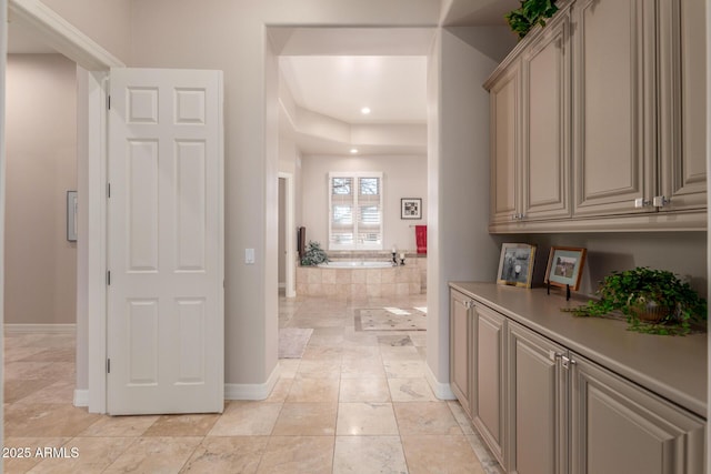 3205 S Ponderosa Dr, Gold Canyon, AZ 85118 - corridor featuring baseboards, recessed lighting, and light tile patterned flooring
