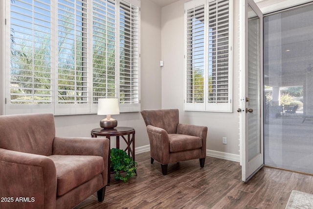 3205 S Ponderosa Dr, Gold Canyon, AZ 85118 - sitting room featuring wood finished floors, baseboards, and plenty of natural light