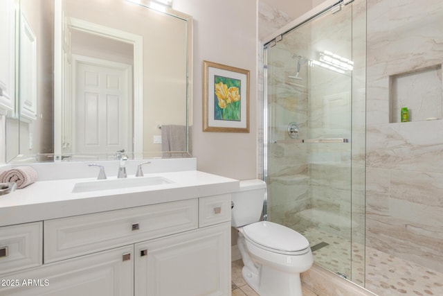 3205 S Ponderosa Dr, Gold Canyon, AZ 85118 - full bathroom with a shower stall, vanity, and toilet