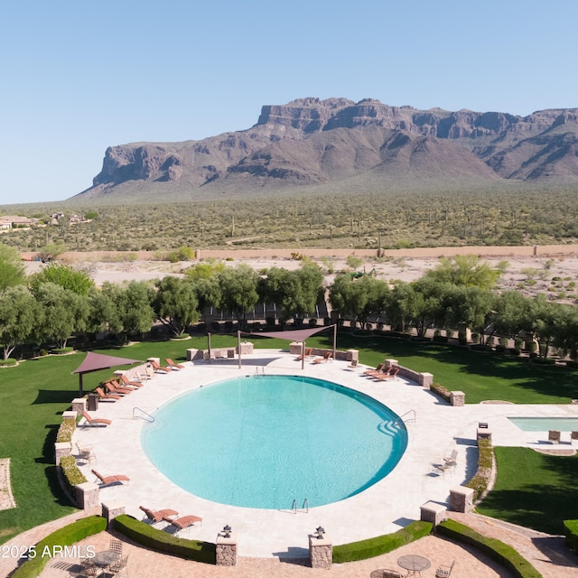 3205 S Ponderosa Dr, Gold Canyon, AZ 85118 - pool featuring a yard and a mountain view