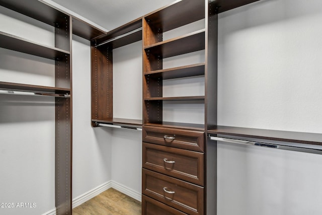 spacious closet with light wood-type flooring