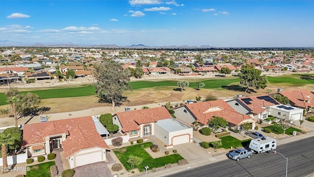 bird's eye view featuring a residential view and golf course view