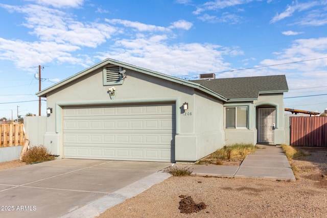 single story home with a garage