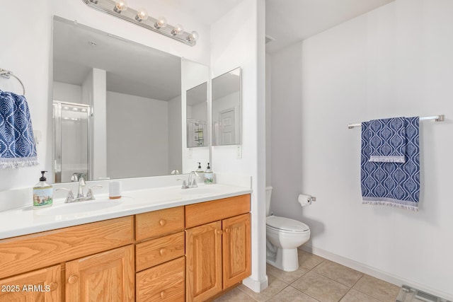 14000 N 94th St N Unit 1129, Scottsdale, AZ 85260 - bathroom with tile patterned flooring, double vanity, and an enclosed shower