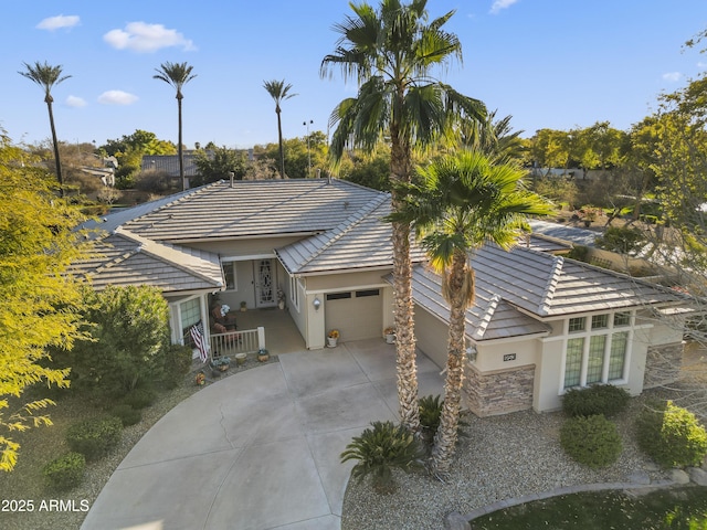 view of front of property with a garage