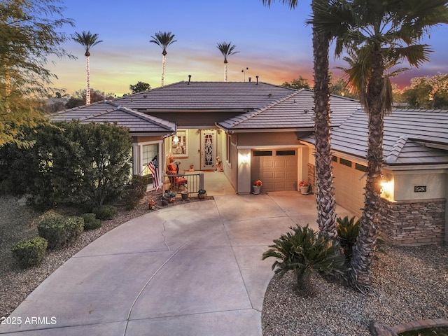 view of front of house with a garage