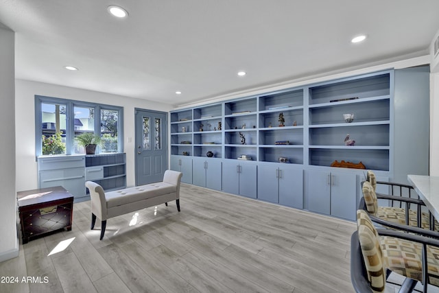 living area with light wood-type flooring