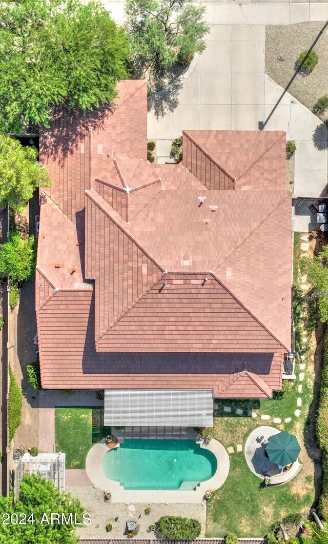 aerial view with a mountain view