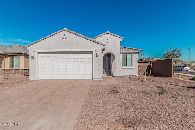 view of front of house with a garage