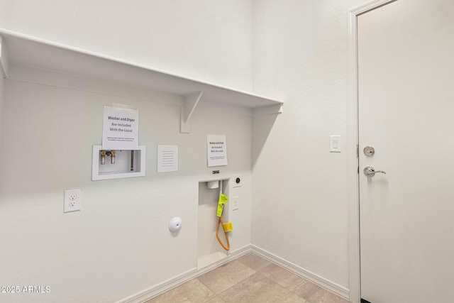 laundry room featuring gas dryer hookup, hookup for a washing machine, and electric dryer hookup