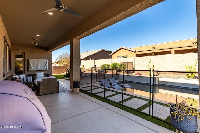 view of patio / terrace with ceiling fan