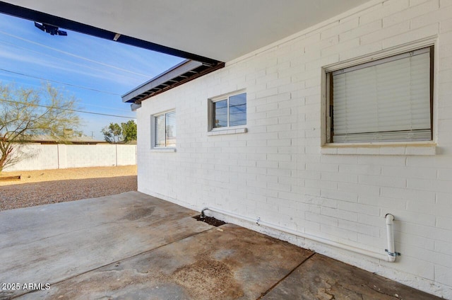 view of home's exterior with a patio