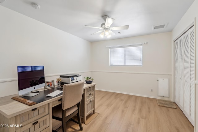 8135 N 5th St, Phoenix, AZ 85020 - office featuring light wood-type flooring, a ceiling fan, and baseboards