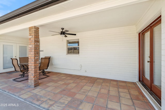 8135 N 5th St, Phoenix, AZ 85020 - view of patio / terrace featuring a ceiling fan, french doors, and outdoor dining space