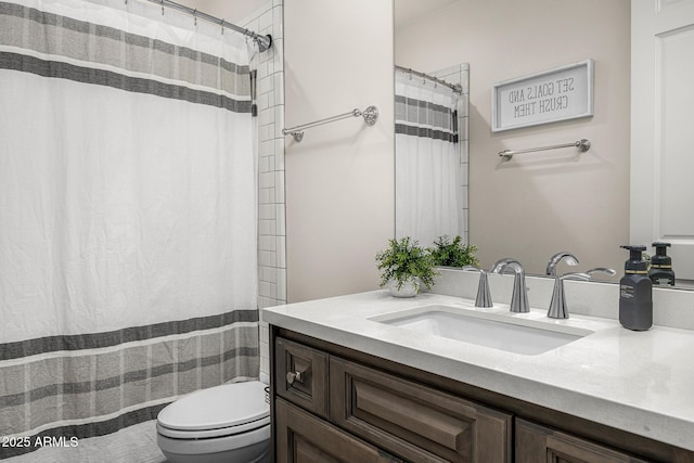 13621 E Aster Dr, Scottsdale, AZ 85259 - bathroom with curtained shower, toilet, and vanity