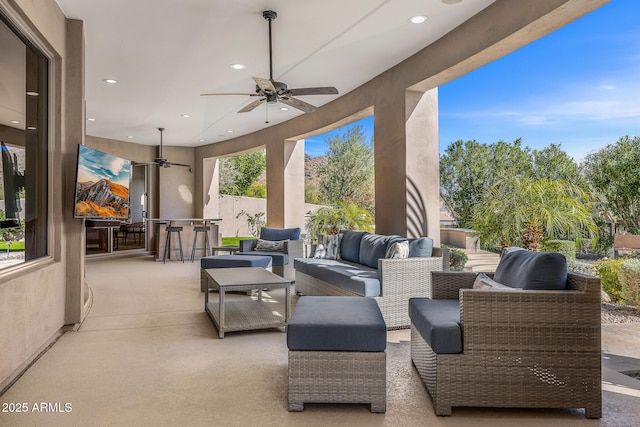 13621 E Aster Dr, Scottsdale, AZ 85259 - view of patio with outdoor lounge area and ceiling fan