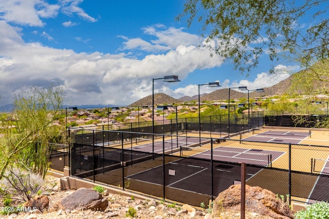 13621 E Aster Dr, Scottsdale, AZ 85259 - view of tennis court with a mountain view