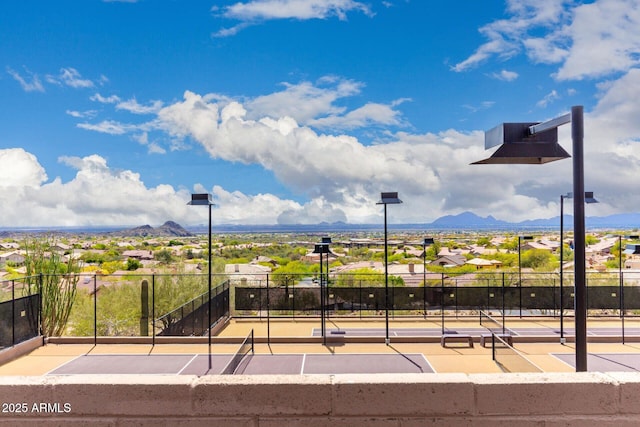 13621 E Aster Dr, Scottsdale, AZ 85259 - view of home's community with a mountain view, a residential view, and a tennis court