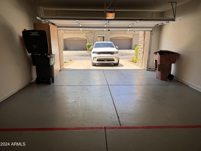 garage with a garage door opener