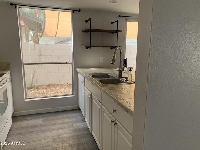 bathroom featuring hardwood / wood-style floors, sink, and a wealth of natural light