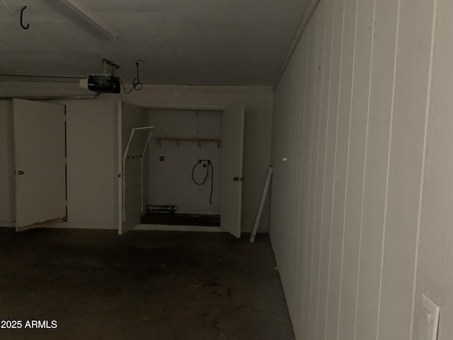 garage with a garage door opener