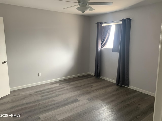 unfurnished room with hardwood / wood-style floors and ceiling fan