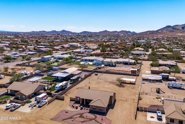 birds eye view of property featuring a residential view and a mountain view