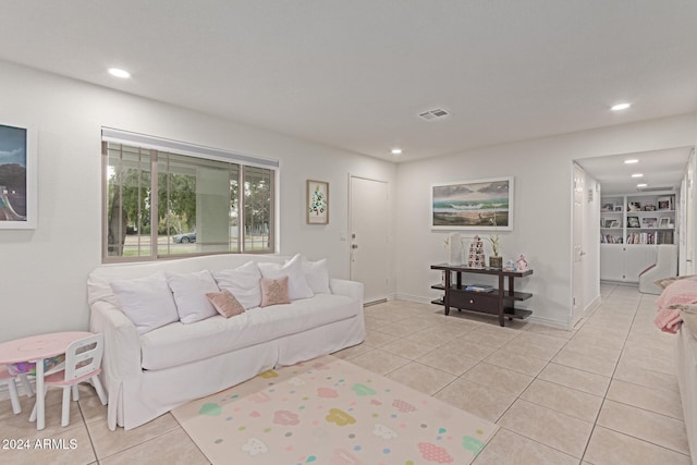 view of tiled living room